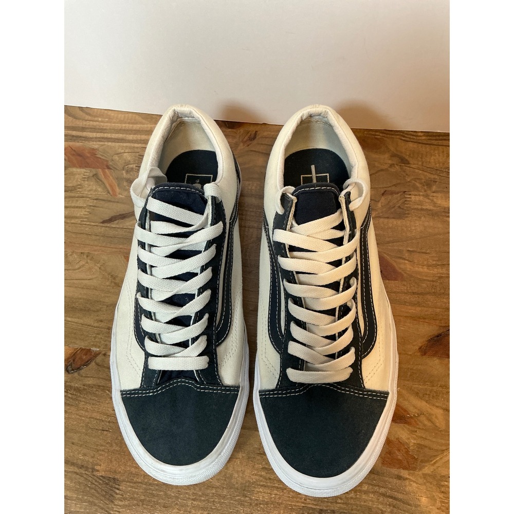 Vans Old Skool Sneakers Mens 11 Cream Black Suede Canvas Low Top Skate Shoes - Picture 3 of 9